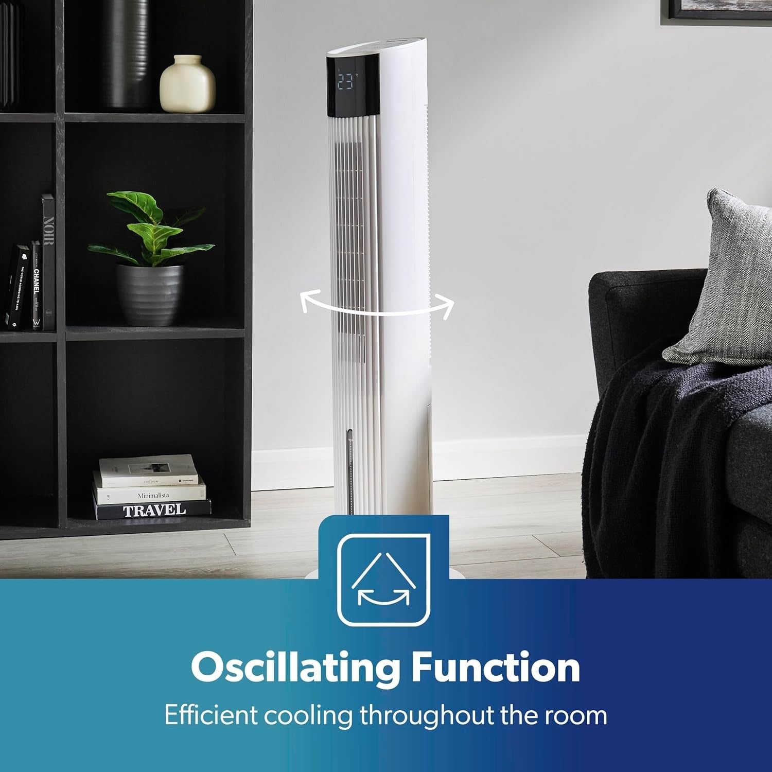 42" Tower Fan – Bladeless White Cooling w/ Remote, 12h Timer & 3 Speed Settings