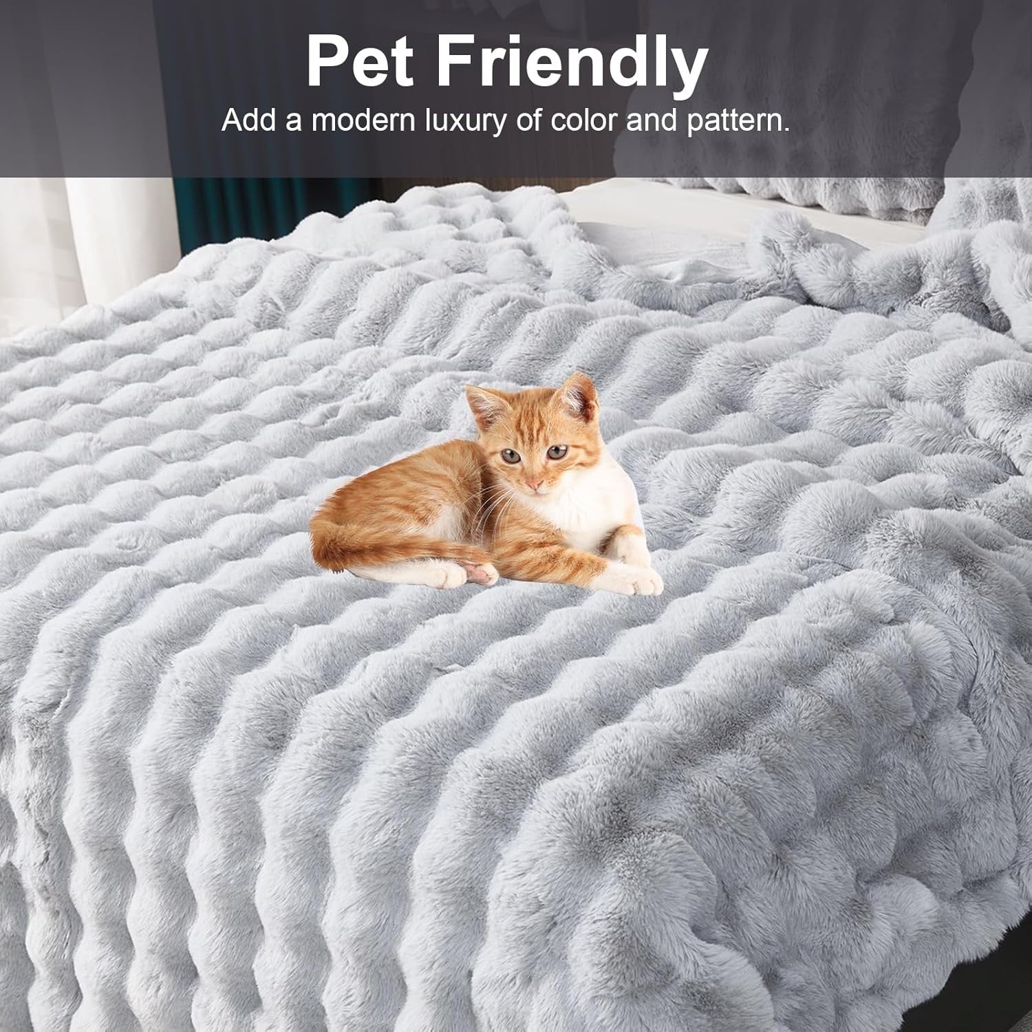 Luxury Thick Plush Fleece Throw Blanket Soft Warm Sofa Bed Light Grey 100x160cm