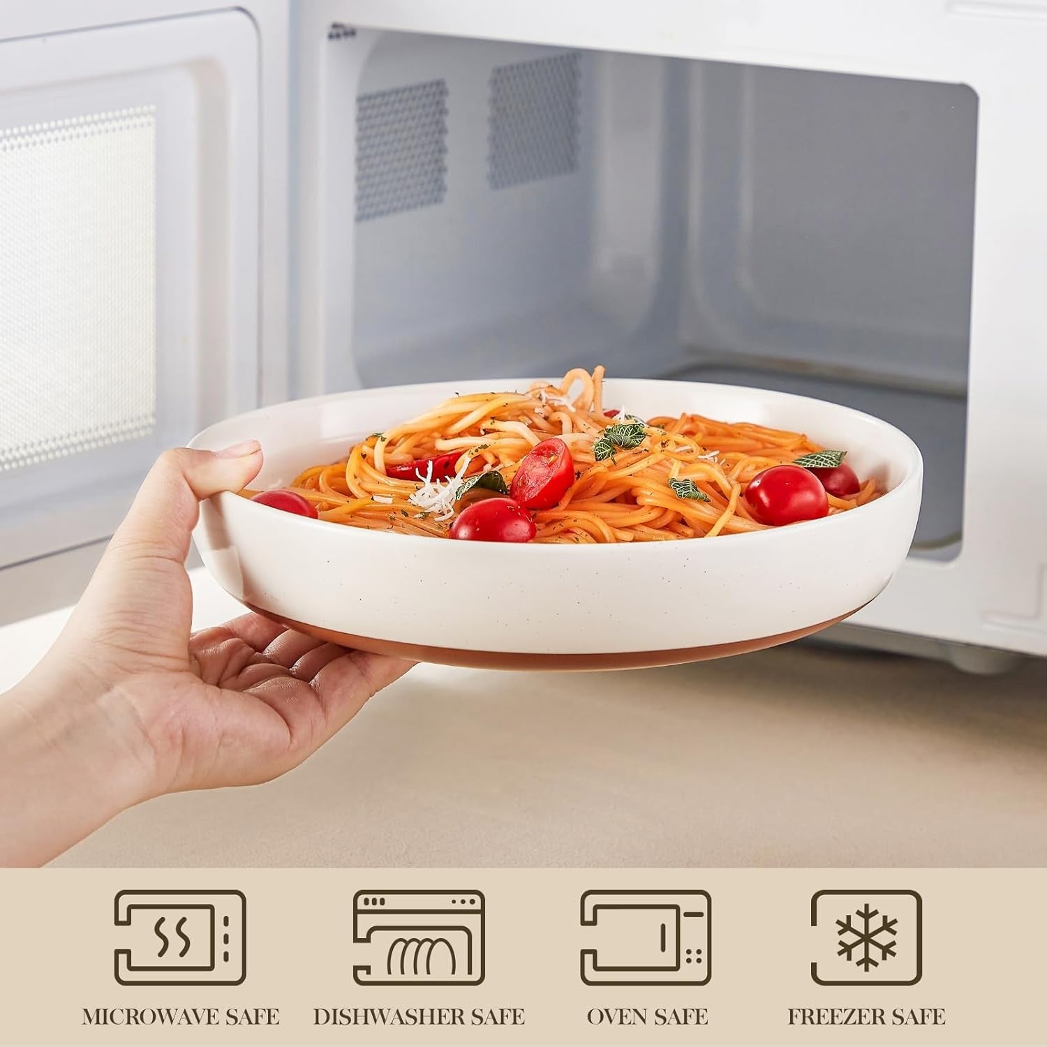 4 Piece Large Pasta Bowls 48oz Ceramic Soup Bowls Microwave Dishwasher Safe