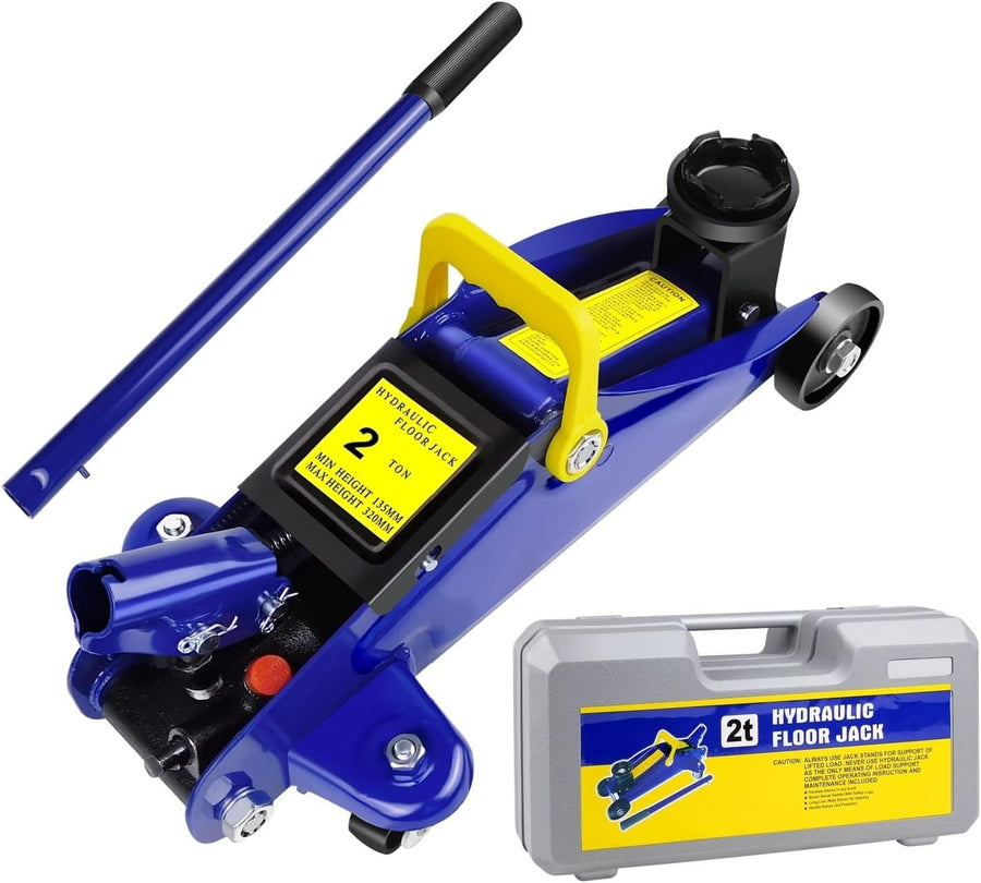 2 Ton Low Profile Hydraulic Trolley Jack Heavy Duty Car Lift 135–320mm with Case