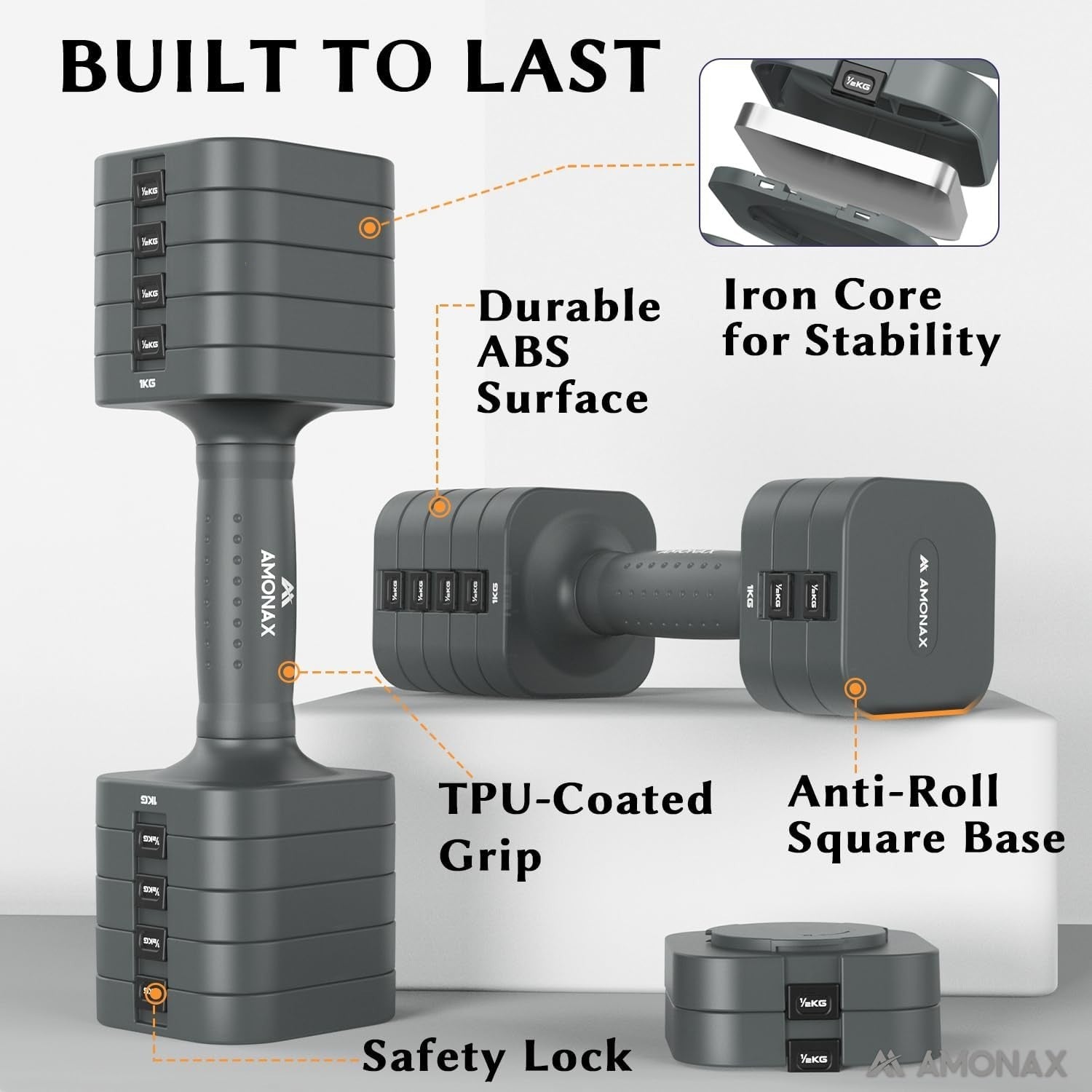 Adjustable Dumbbells Pair 1–5kg Quick Lock TPU Grip Space-Saving Home Gym