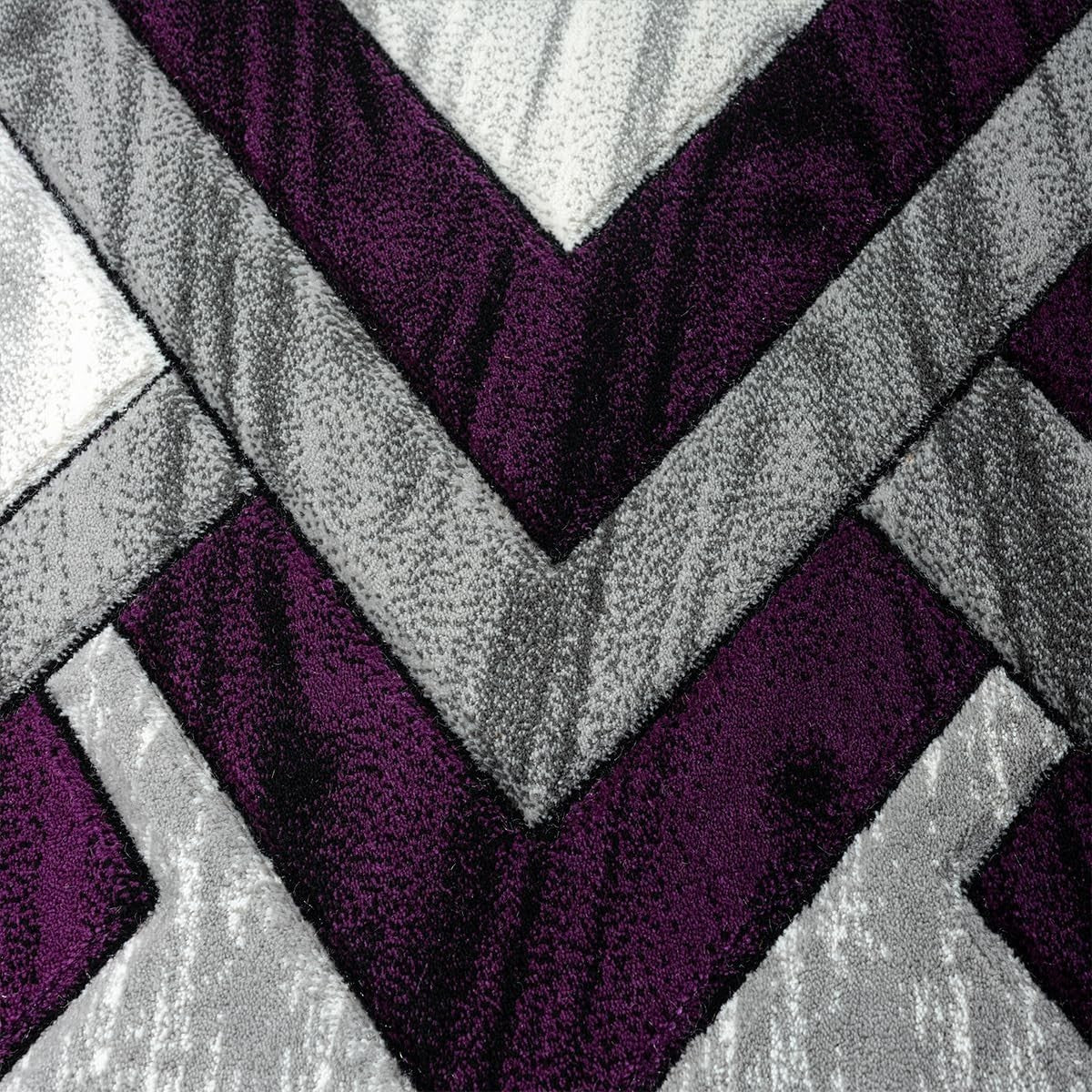 Purple Geometric Area Rug 160x230cm Soft Modern Large Living Room Carpet