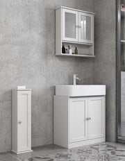 Rustic Brown Bathroom Set – Wall Mirror Cabinet, Sink Unit & Toilet Paper Holder