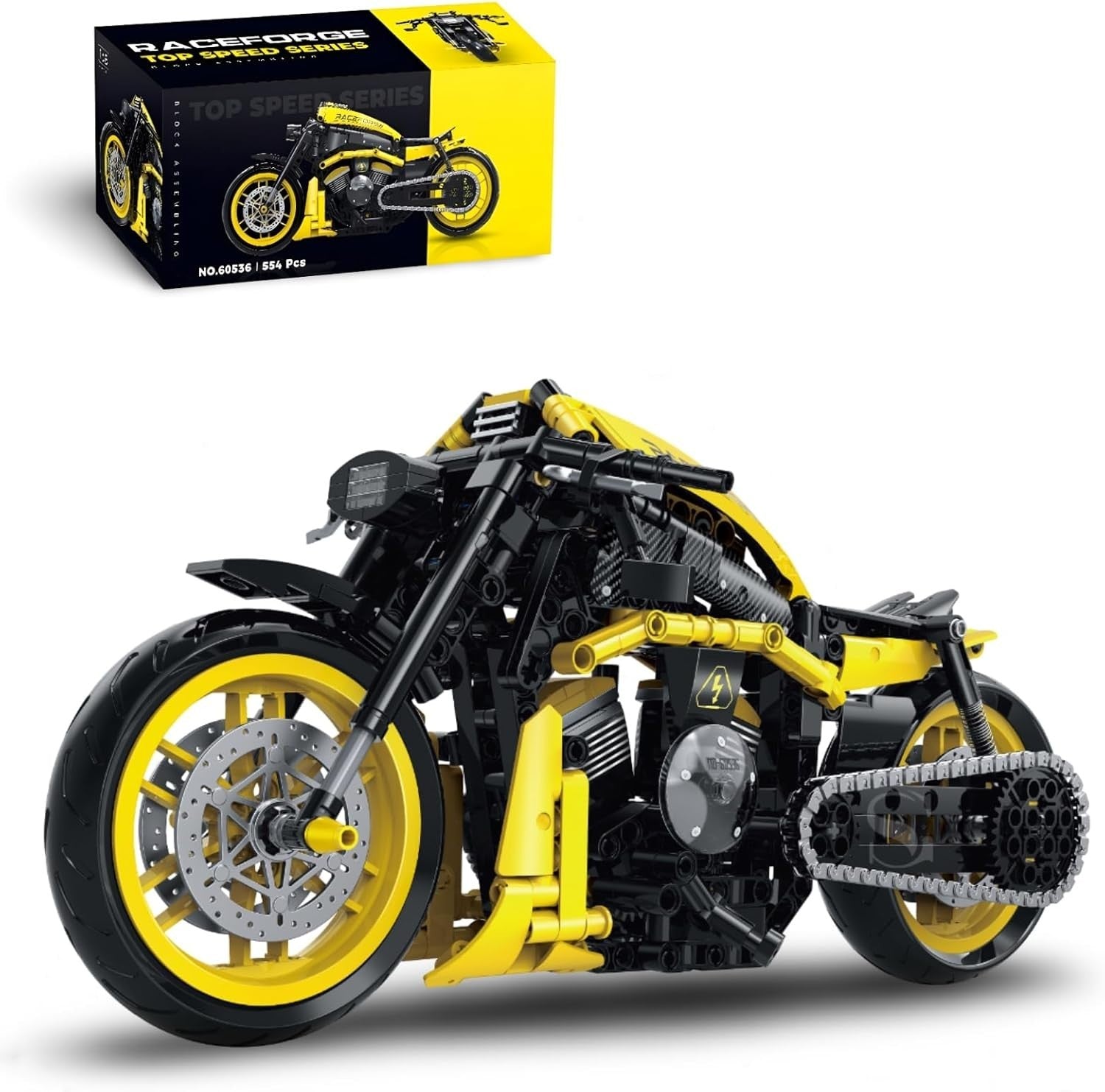 554 PCS Muscle Chopper Motorcycle Model with Full Instructions & Display Ready