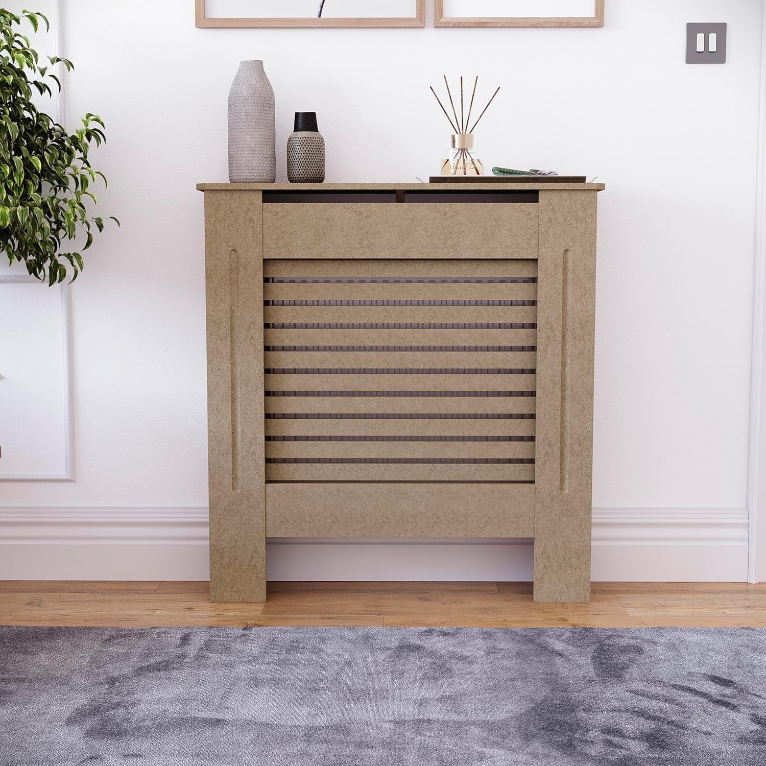 Small Unfinished Radiator Cover MDF Modern Grill Customisable DIY Cabinet