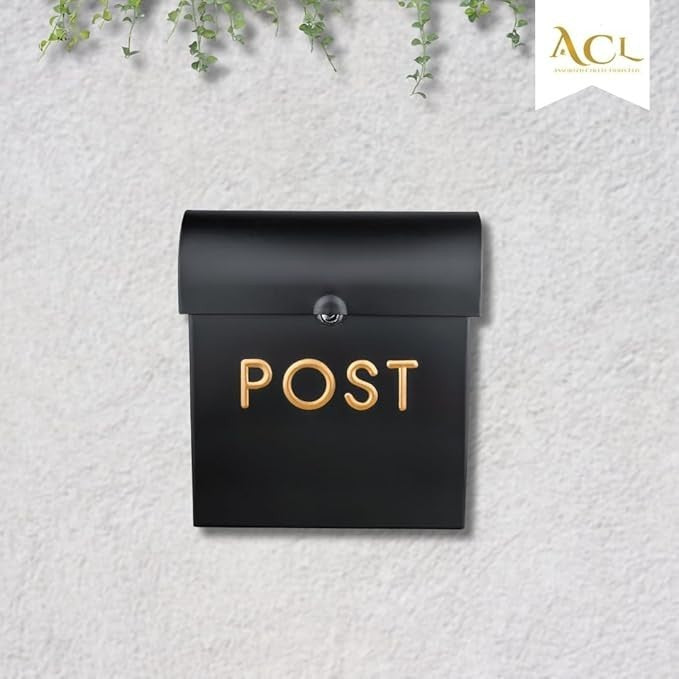 Lockable Wall Mounted Post Box Black Aluminium Mailbox | Secure & Stylish