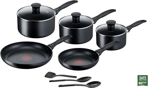8pcs Titanium Non Stick Induction Cookware Set with Thermo Signal Glass Lids