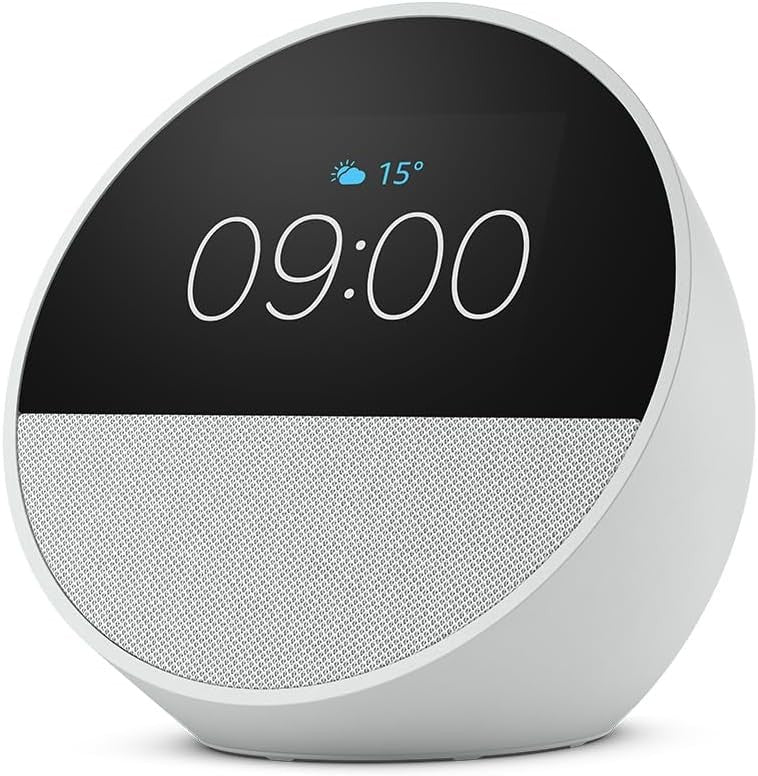 Smart Alarm Clock LED Display Voice Control Bedside Speaker White