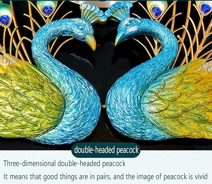 Large Peacock Wall Clock Metal Art 70cm Silent Non-Ticking Luxury Home Decor