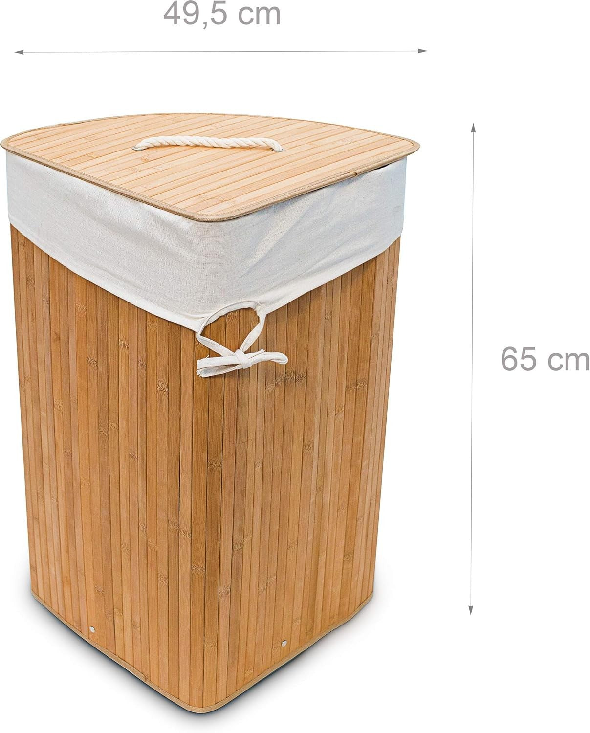 Bamboo Folding Laundry Basket with Lid 64L Hamper Bin Natural Brown 76x38x38