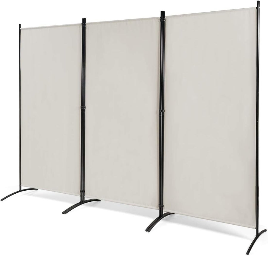 3 Panel Beige Folding Room Divider Privacy Screen Partition for Home Office