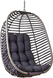 Hanging Rattan Egg Chair with Cushion | Foldable | Indoor Outdoor Garden Seat