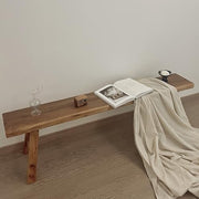 Natural Solid Wood Farmhouse Bench - Rustic Indoor Dining & Entryway Seat