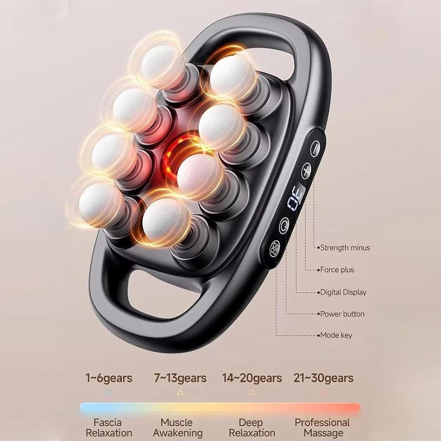 16 Head Deep Tissue Massage Gun 30 Levels Quiet Full Body Muscle Recovery