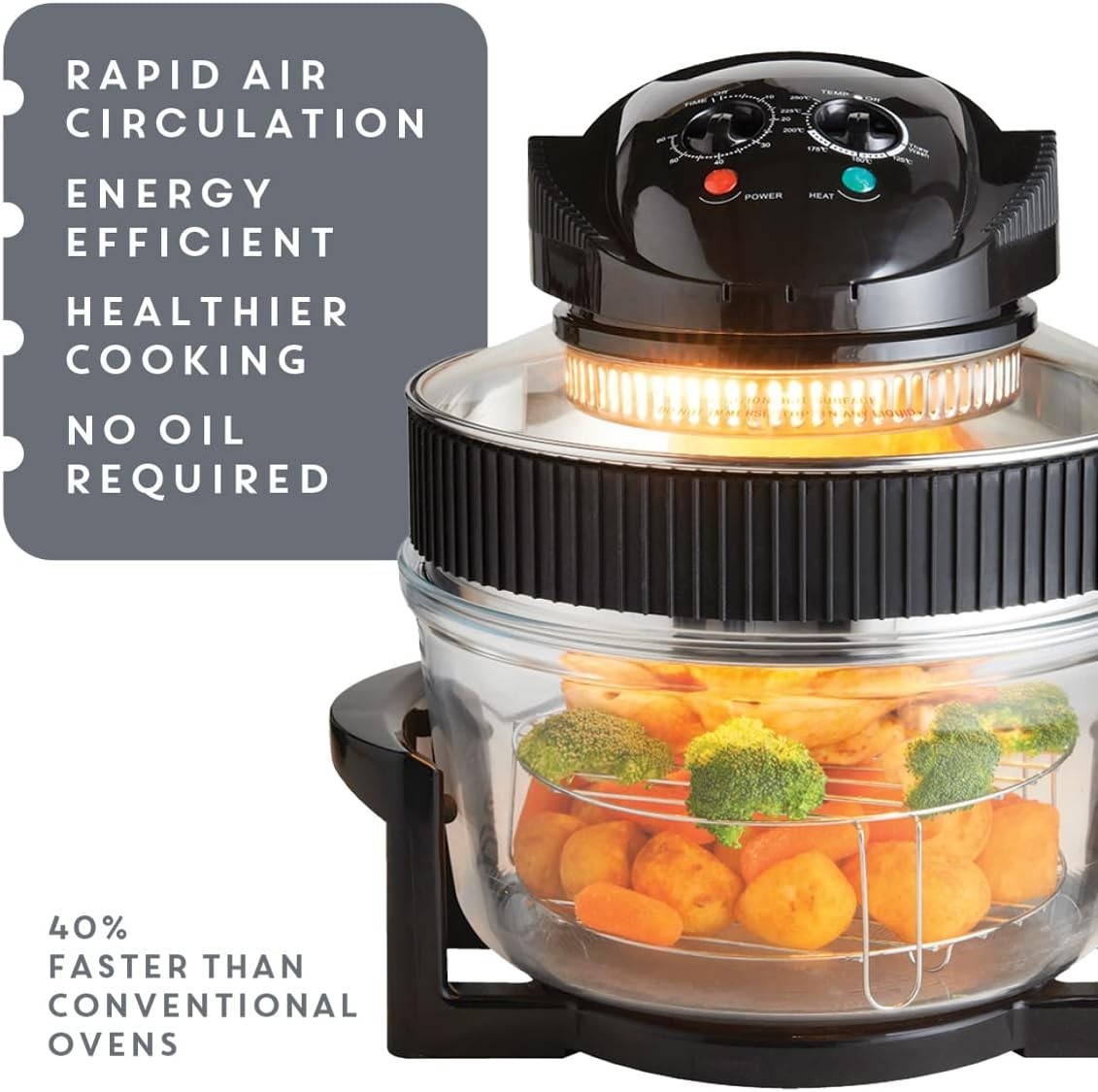 Halogen Air Fryer Oven 17L | Multi-Function, Self-Clean, Timer, Extender Ring