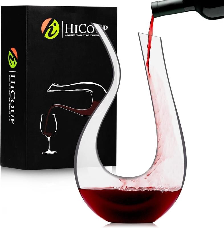 Crystal Wine Decanter with Aerator & Stopper – 750ml U-Shaped Carafe