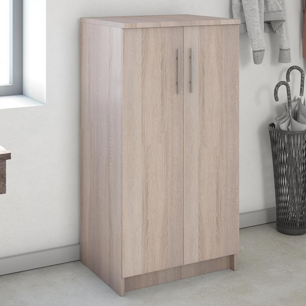 Tall Shoe Storage Cabinet with 2 Doors – Slim Wooden Unit for Hallway