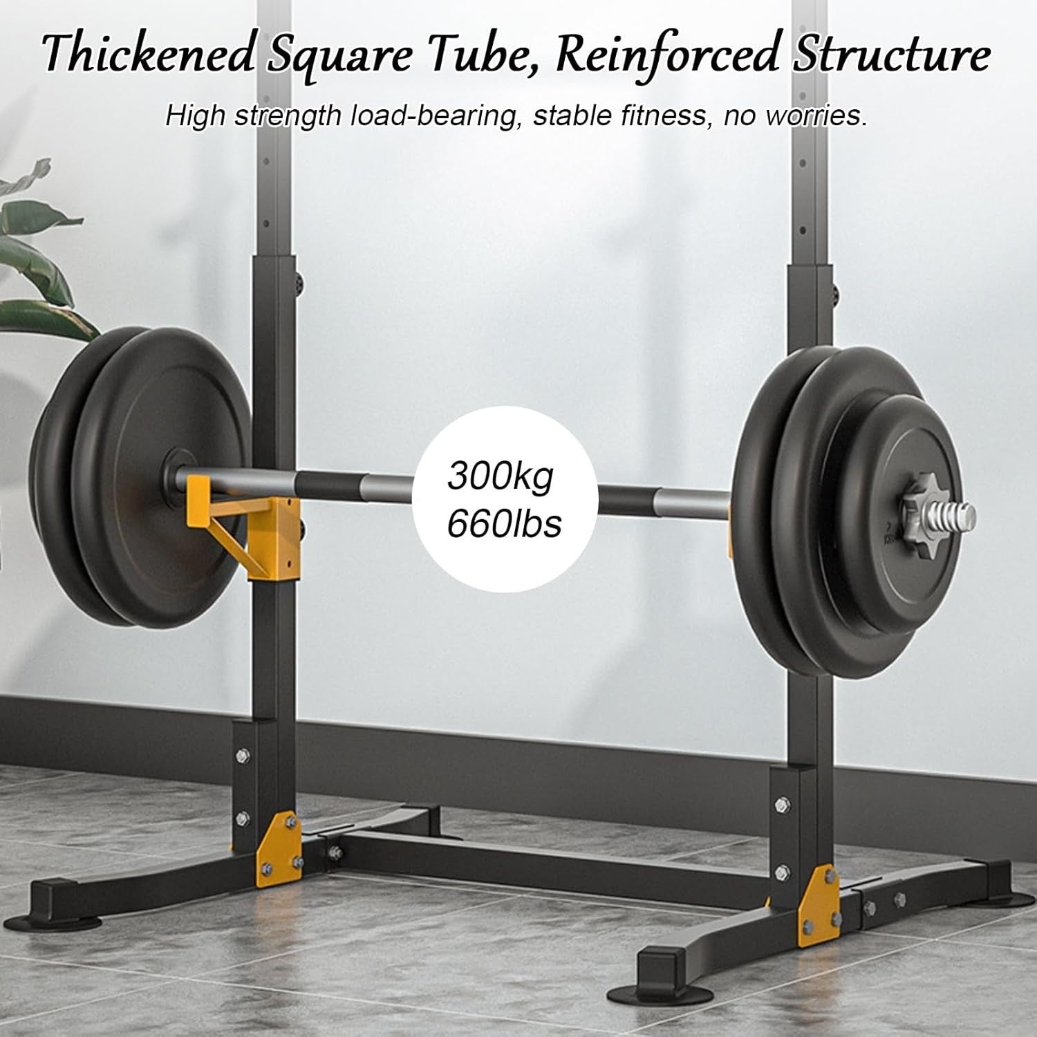 Adjustable Power Tower Pull-Up Bar & Squat Rack – Home Gym Station 59-87in