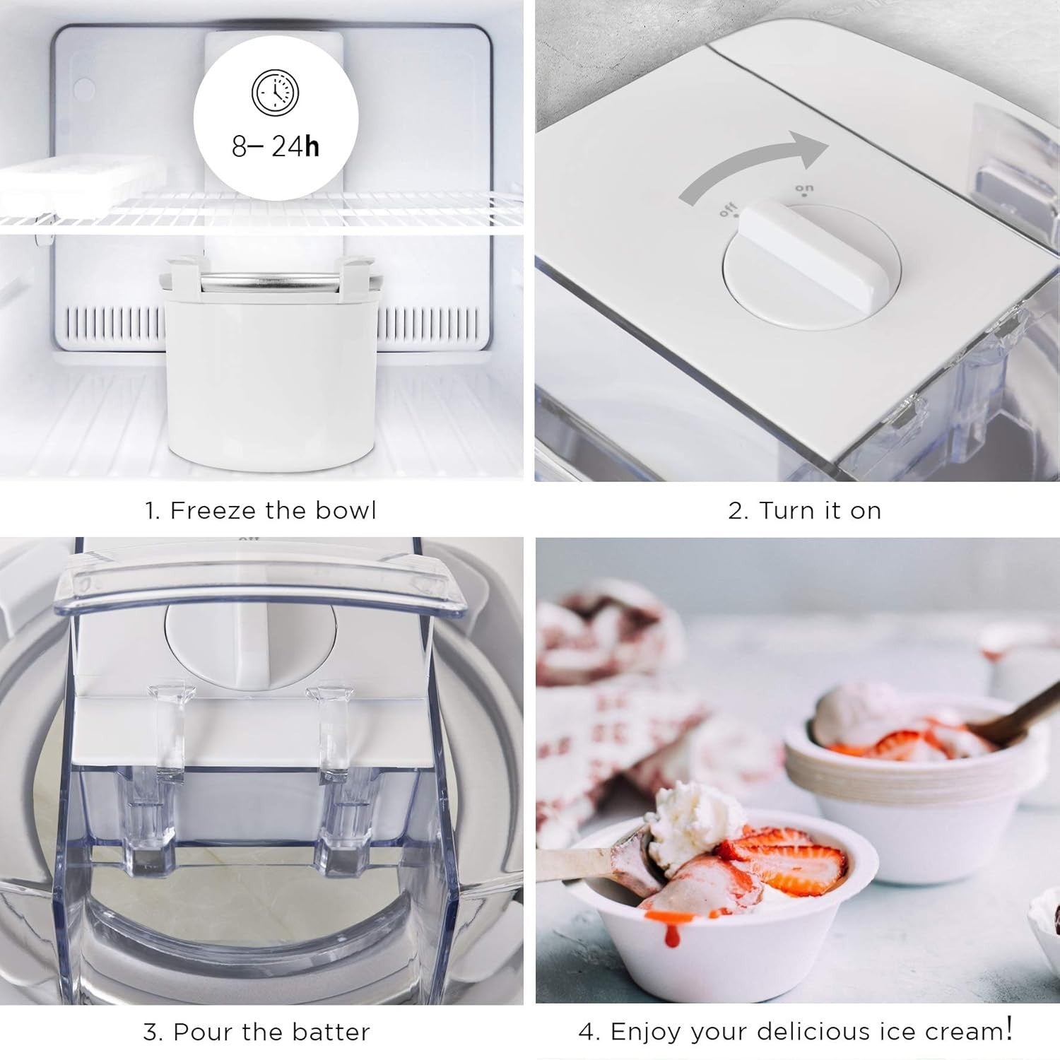 Ice Cream Maker 1.5L Home Dessert Machine Frozen Yogurt Sorbet Low Noise