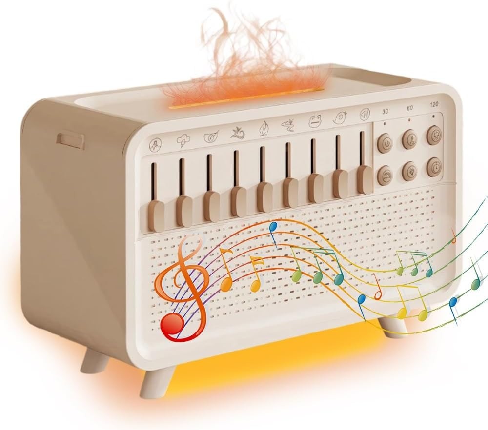 White Noise Machine with Humidifier, 8 Sleep Sounds, Night Light & Bluetooth