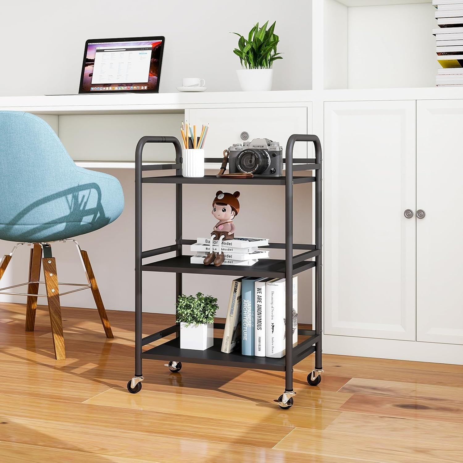 3 Tier Rolling Storage Cart Metal Utility Trolley Kitchen Bathroom Rack