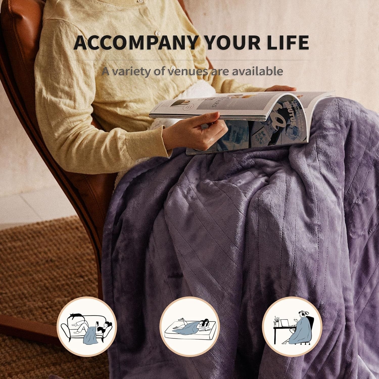 Electric Heated Throw Blanket 130x160cm 6 Heat Timer Washable Sofa Bed