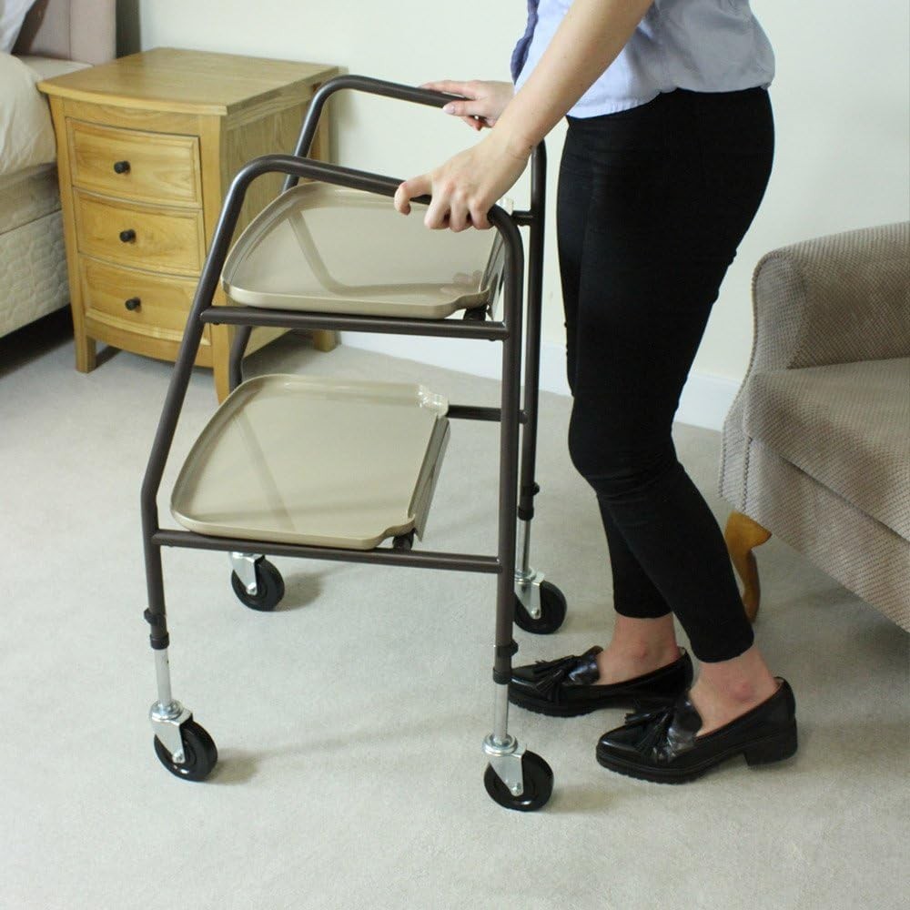 Mobility Trolley Walker with Wheels Height Adjustable Home Storage Cart