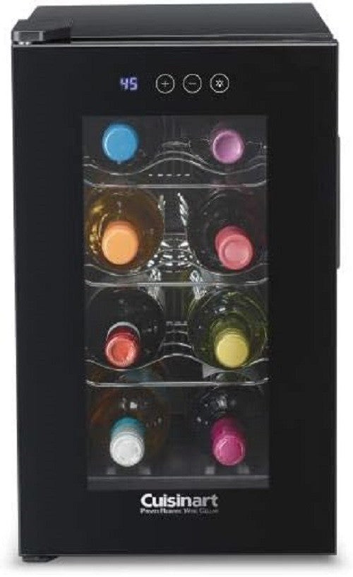 8 Bottle Wine Cooler Fridge Digital Touch Control Glass Door Quiet Black