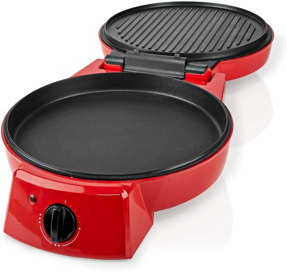 12" Electric Pizza Maker 1800W | Non-Stick Grill & Oven | 3 Heat Settings Retro