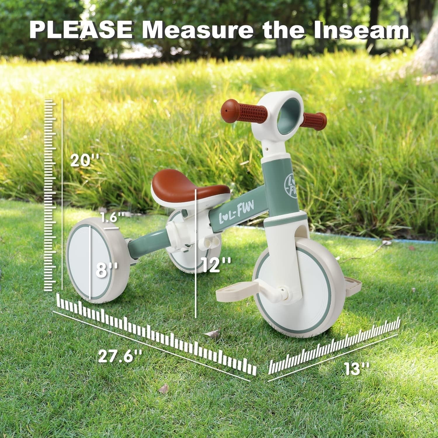 4 in 1 Kids Tricycle Balance Bike Toddler Trike Removable Pedals 1-4Y