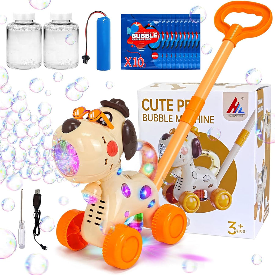 Kids Bubble Mower Dog Bubble Machine LED Rechargeable Toy