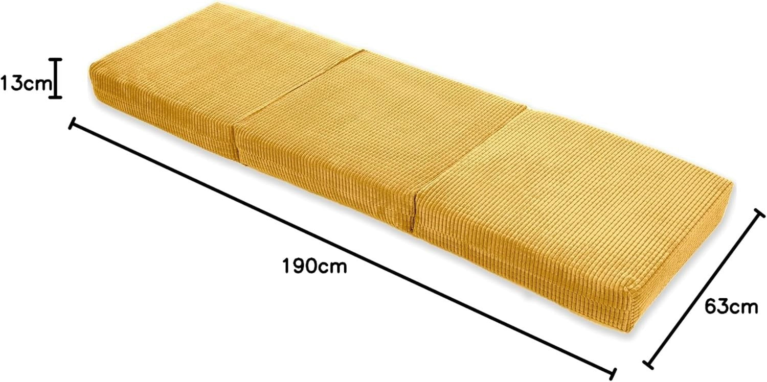 Z Bed Chair Futon Mattress Mustard Fold Out Single Sofa Bed Footstool Seat