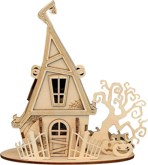 3D Wooden Halloween Puzzle House Kit No Glue Needed | Unique Gift Idea