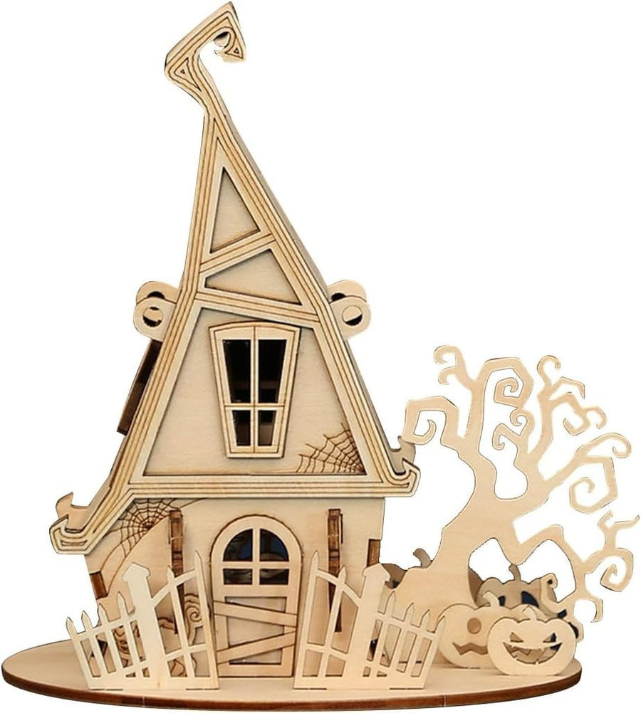 3D Wooden Halloween Puzzle House Kit No Glue Needed | Unique Gift Idea