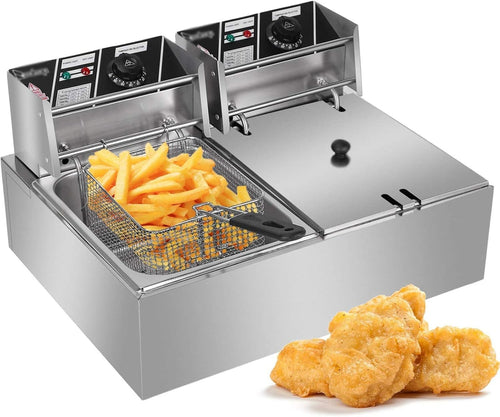 Electric Deep Fat Fryer 12L 5000W Stainless Steel Double Tank