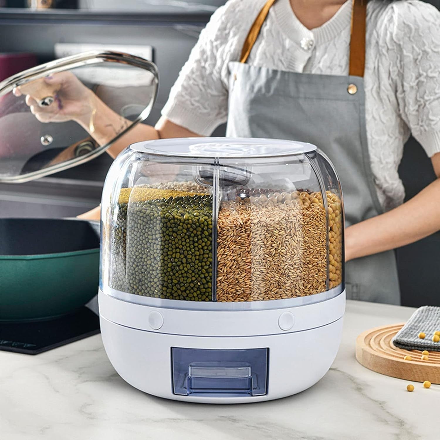 360° Rotating Grain Dispenser Airtight Rice Storage Big