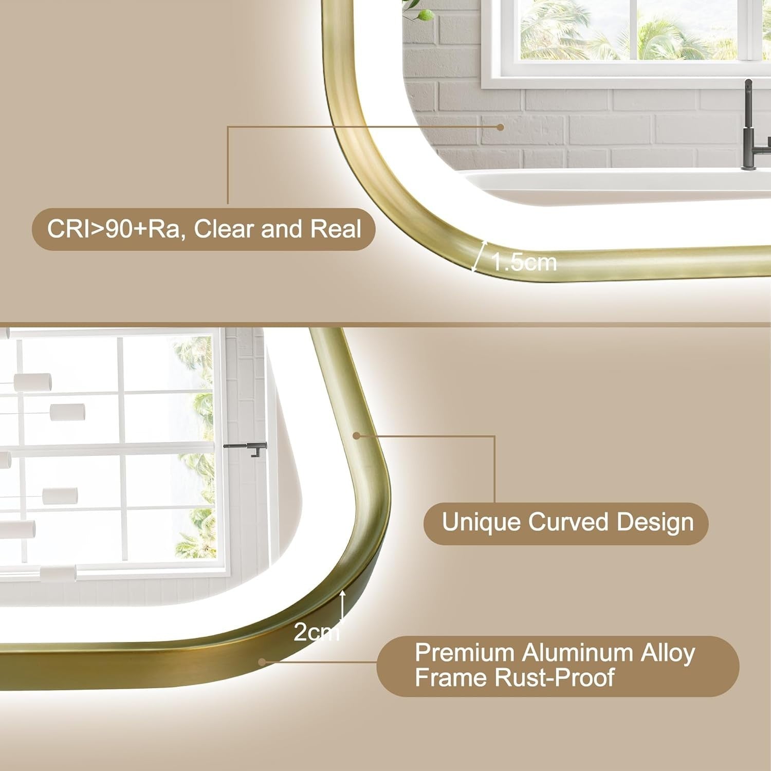 LED Bathroom Mirror 100x70cm Anti-Fog, Waterproof, Dimmable, Memory