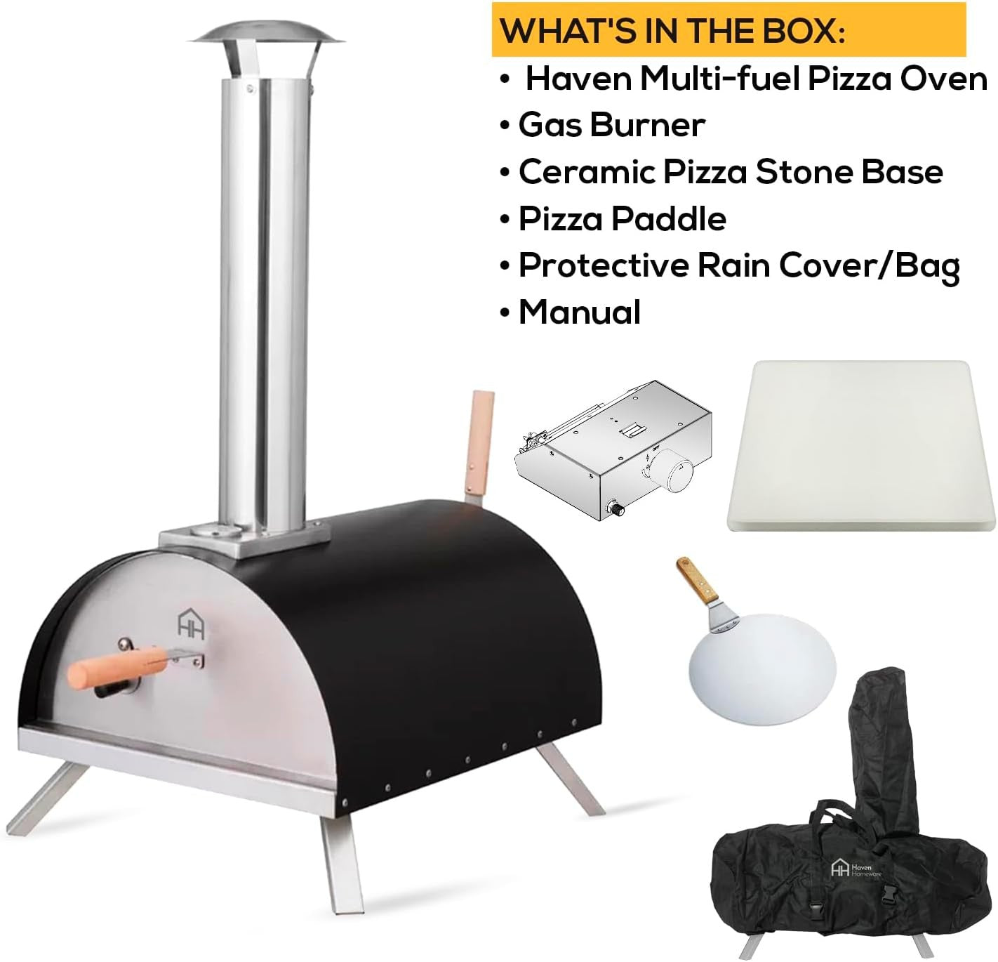 Gas & Wood Fired Outdoor Pizza Oven | Stainless Steel BBQ Pizza Maker 500°C