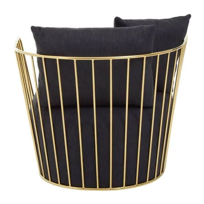 Black Velvet Armchair with Gold Frame Modern Accent Lounge Chair H68cm
