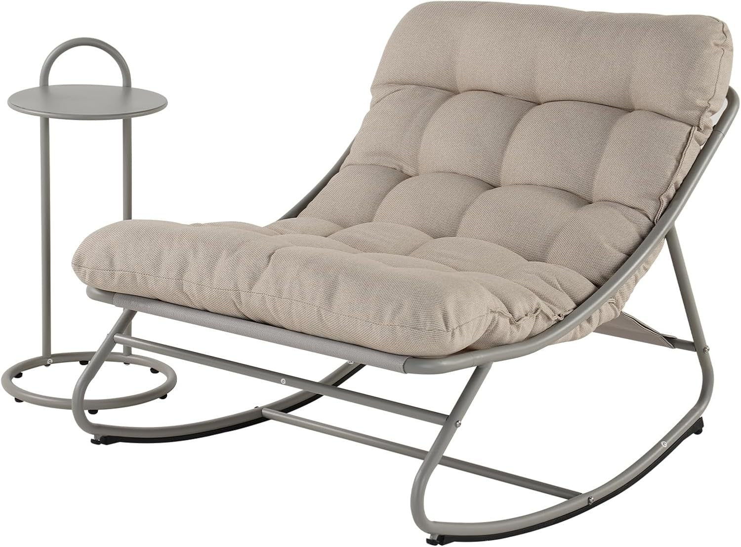 2PC Outdoor Rocking Chair Set with Side Table Cushioned Patio Garden Lounge