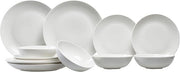 12pc White Stoneware Dinner Set Plates Bowls Modern Minimal Service for 4