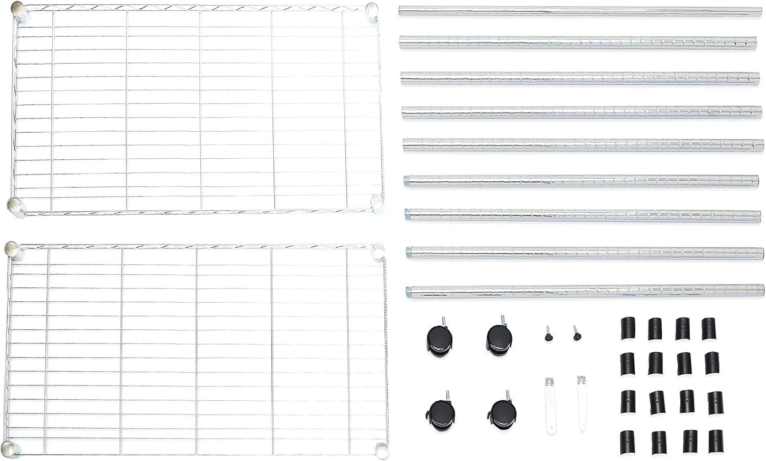 Chrome Clothes Rail with Shelves & Wheels – 180cm