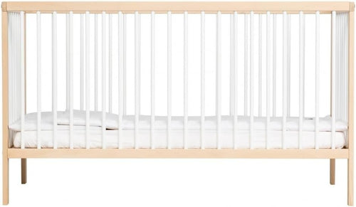 Space Saving Baby Wooden Cot Bed Adjustable Height Toddler Bed White Beech