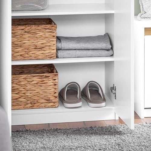 Slim White Wardrobe with Hanging Rail & Adjustable Shelves – Bedroom Storage