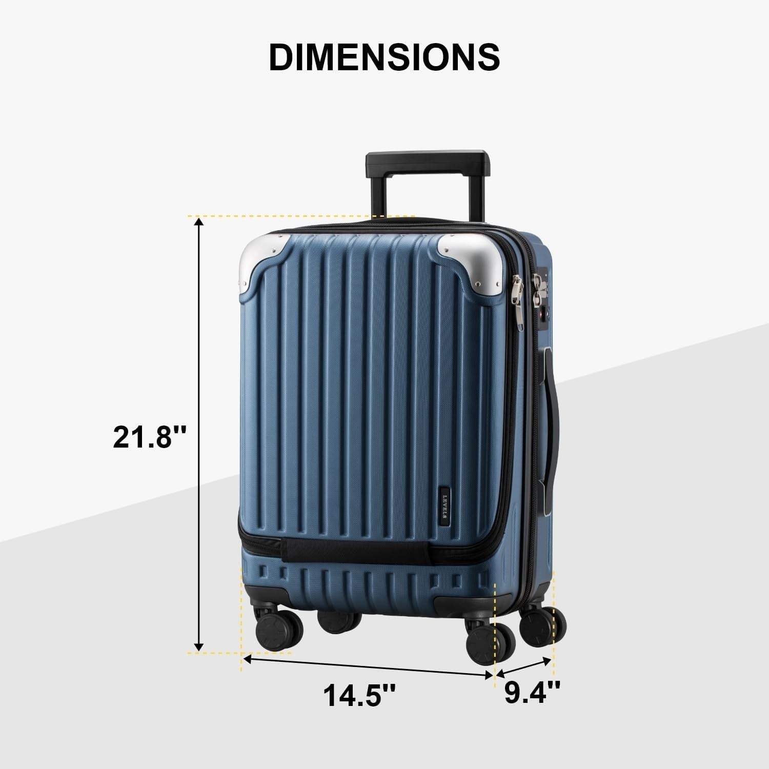 20 Inch Carry On Cabin Suitcase ABS Hard Shell Spinner w Laptop Compartment TSA