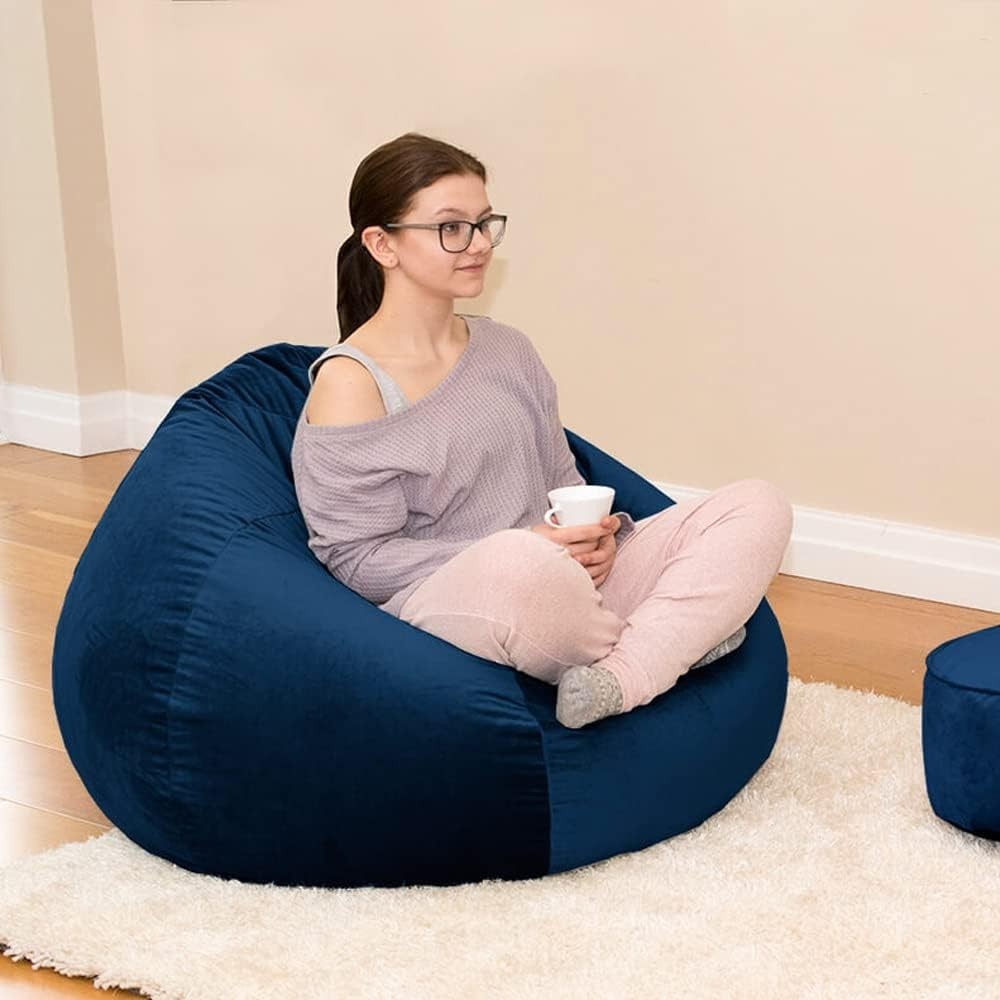 Luxury Velvet Bean Bag Chair Adult Floor Seat for Lounge or Gaming