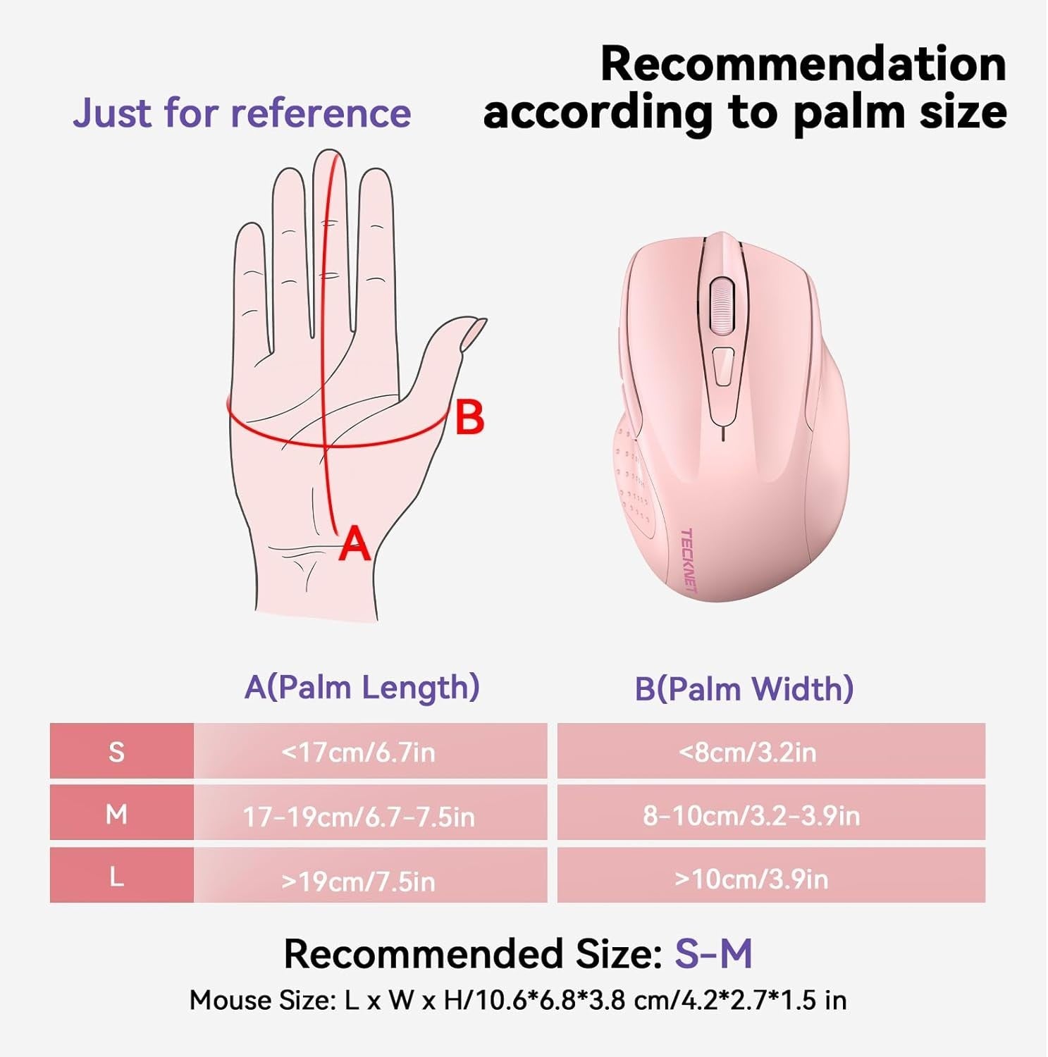 Pink Rechargeable Bluetooth Mouse Silent Ergonomic Tri Mode 4800DPI Laptop