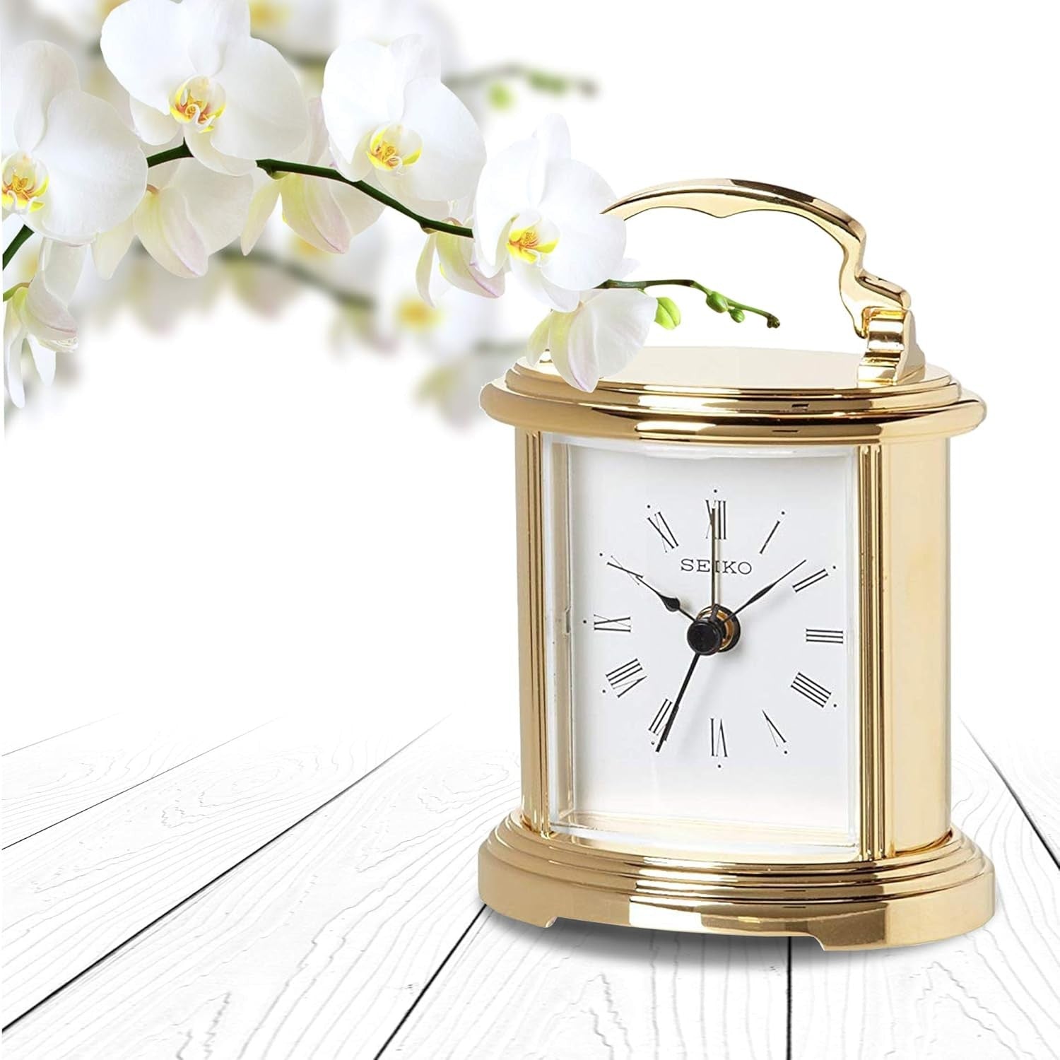 Gold Metal Desk Alarm Clock Classic Analogue Luxury Table