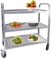 3 Tier Stainless Steel Utility Cart Rolling Serving Trolley with Wheels