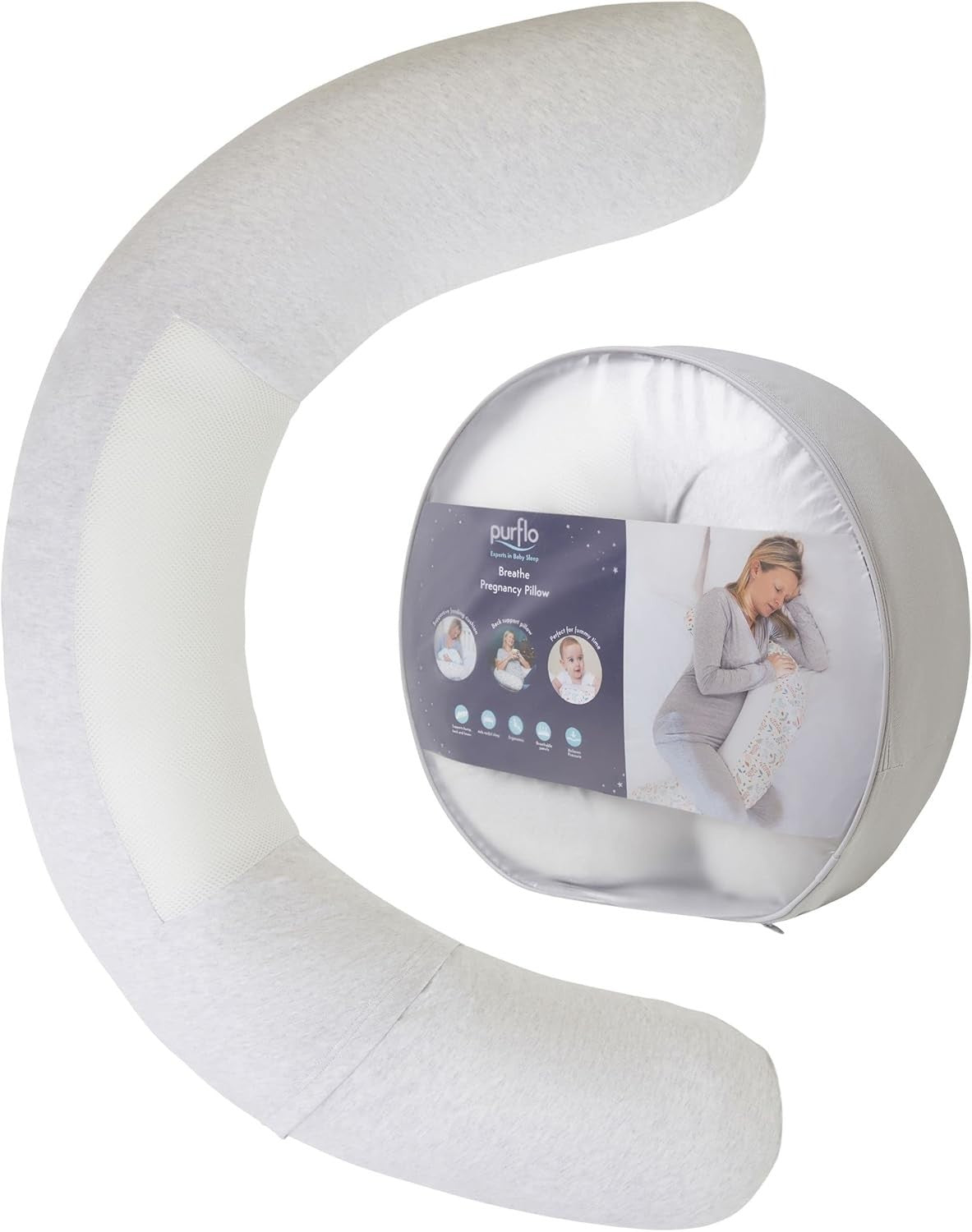 Pregnancy Body Pillow C-Shape Maternity Support for Sleep Nursing Grey